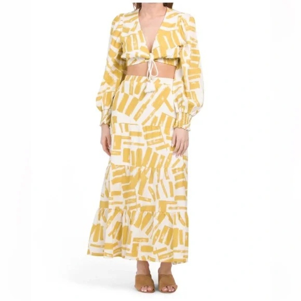 House of Harlow 1960 2 piece Linen Maxi skirt set